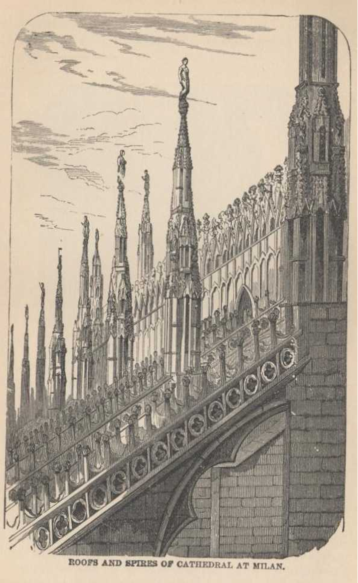 “Roofs and Spires of Cathedral at Milan.”