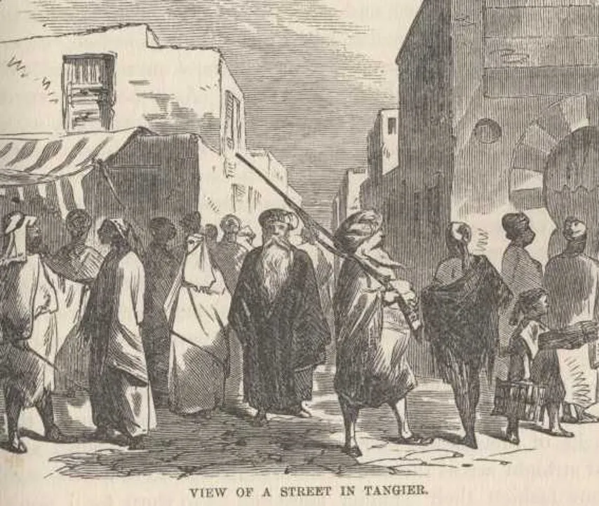 “View of A Street in Tangier.” Image from The Innocents Abroad (p.77).