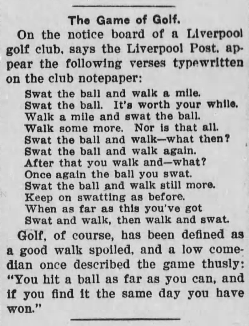 Golf is a good walk spoiled Center for Mark Twain